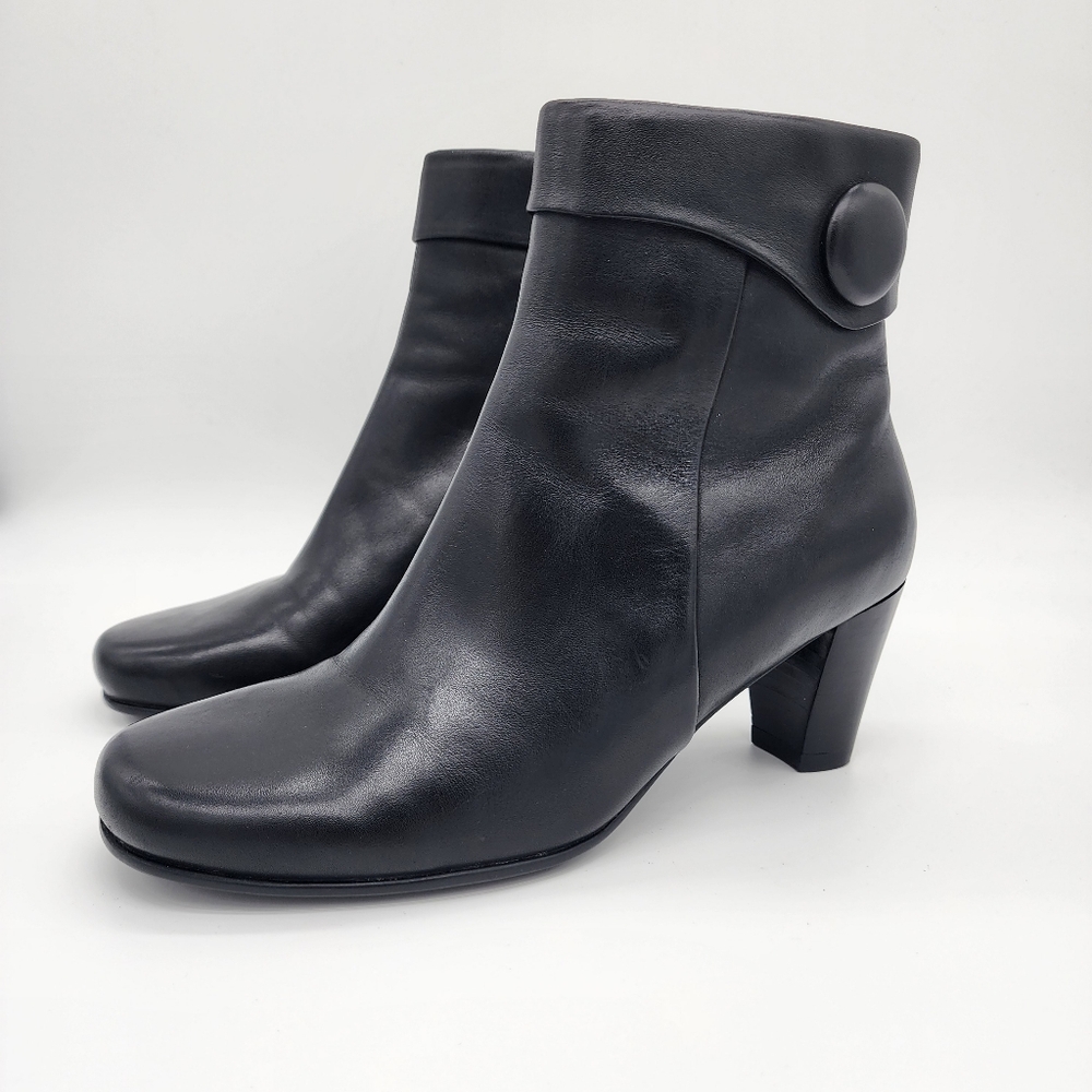 Ecco Leather Cuffed Structured Button Side Zip Bo… - image 12